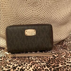 Michael Kors Dark Brown Wallet with Gold Accents